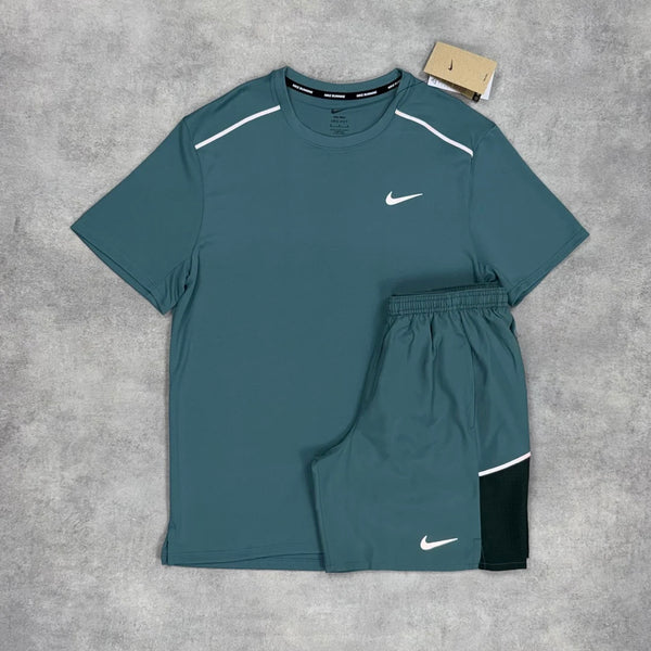 NIKE MILER 2.0 T-SHIRT 7” CHALLENGER SHORT SET MINERAL SLATE