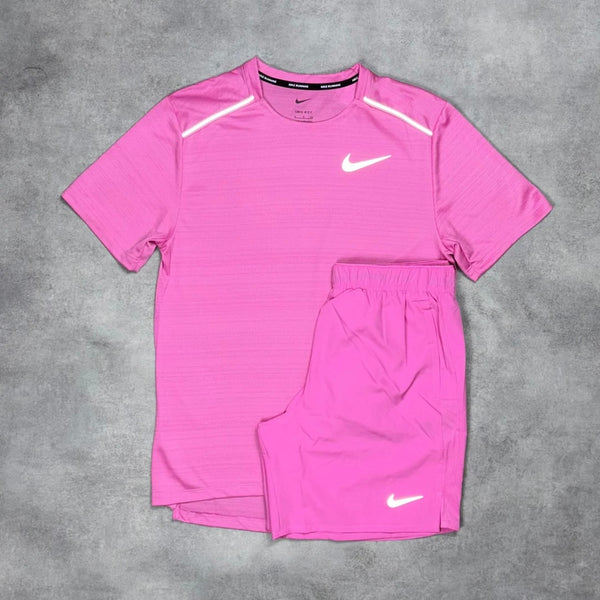 NIKE MILER T-SHIRT PLAYFULL PINK & PINK 7” CHALLENGER SHORT SET