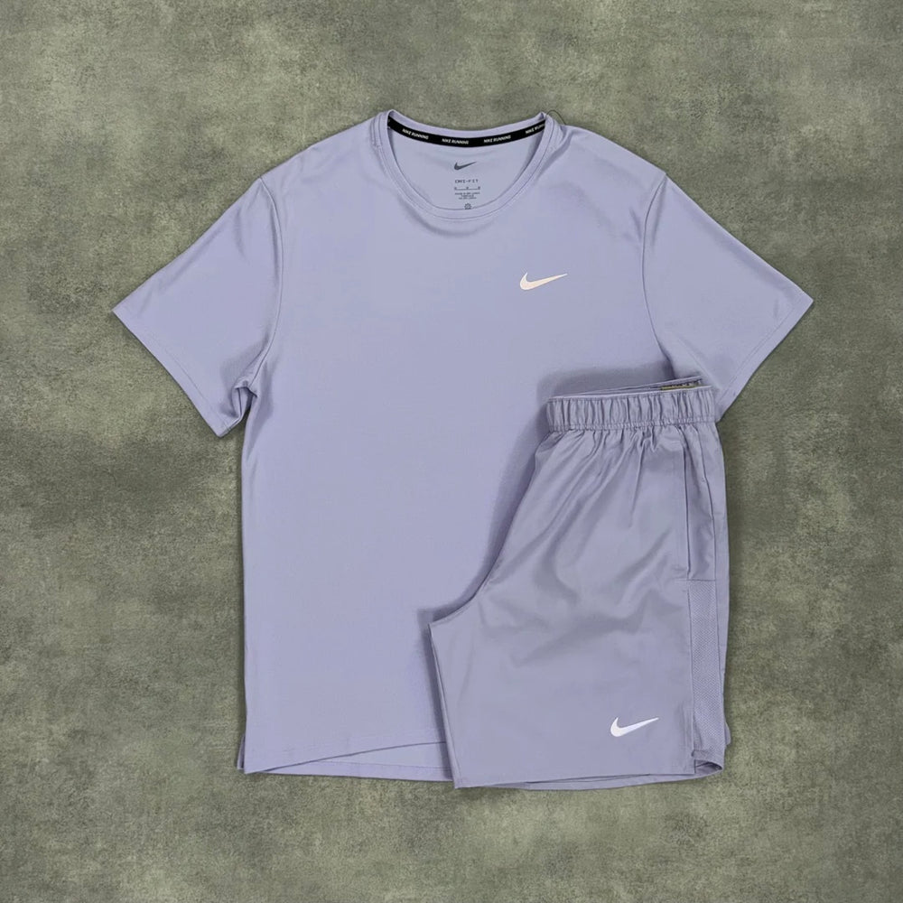 NIKE MILER T-SHIRT SHORTS SET PURPLE