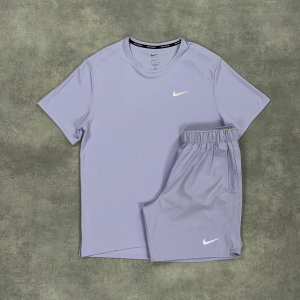 NIKE MILER T-SHIRT SHORTS SET PURPLE